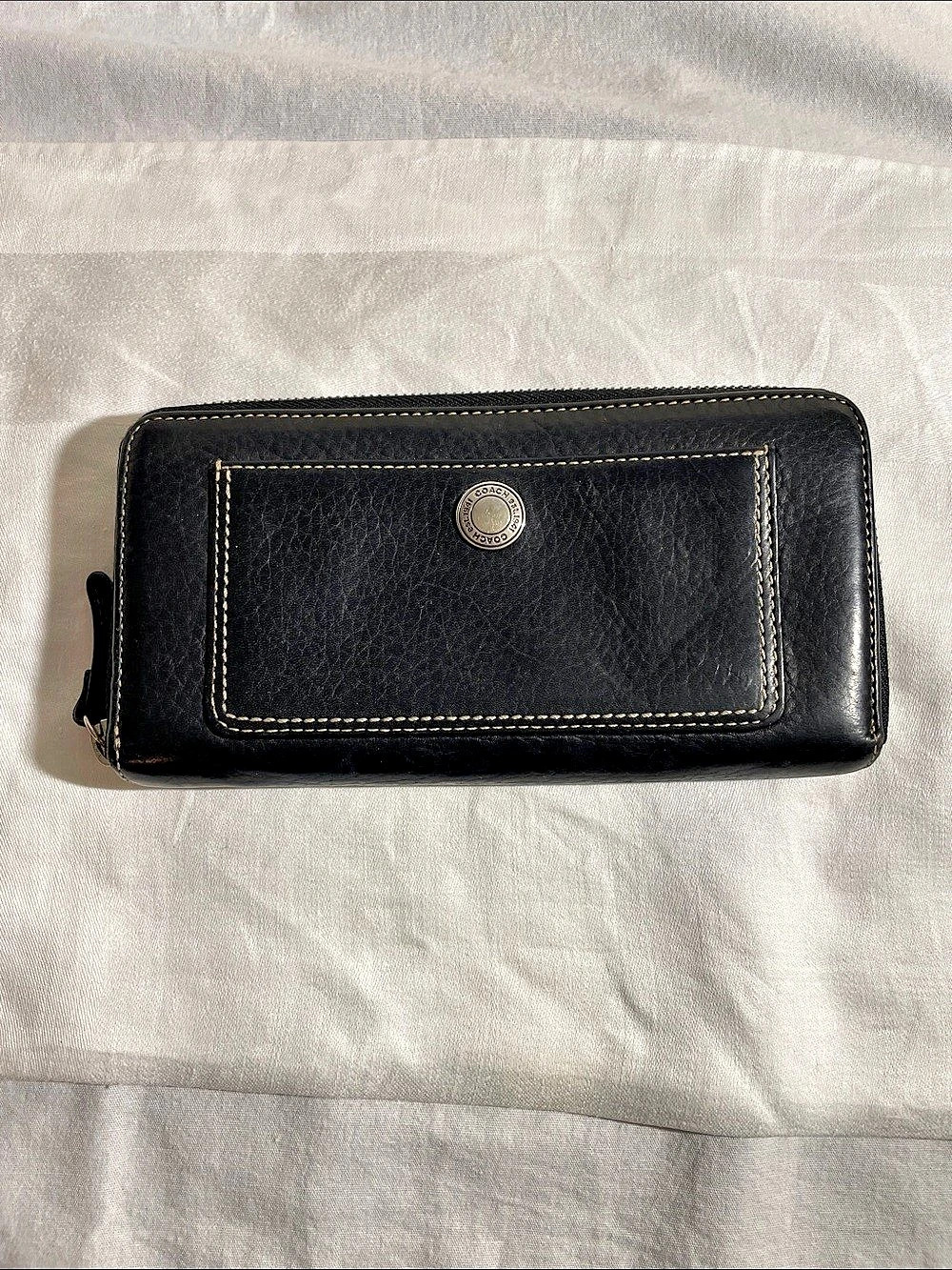 Coach Black & Brown Zip Around Wallet